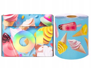 O! TOOLS Folia Aluminiowa Fryzjerska Ryflowana w Rolce "Ice Cream Paradise" 100m